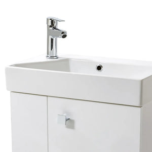 Mobile bagno sospeso salvaspazio 55 cm bianco lucido con specchio Strada