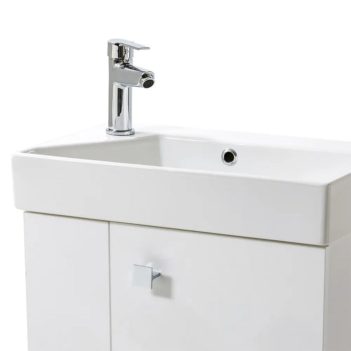 Mobile bagno sospeso salvaspazio 55 cm bianco lucido con specchio Strada