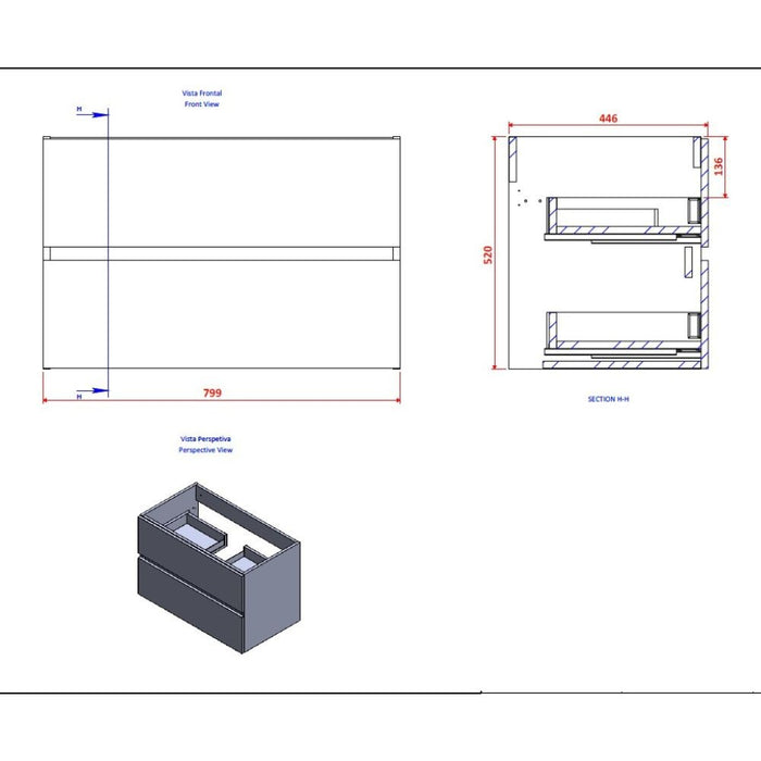 Mobile bagno sospeso Sevilla bianco 80x44.6x52H: eleganza e praticità per un bagno moderno