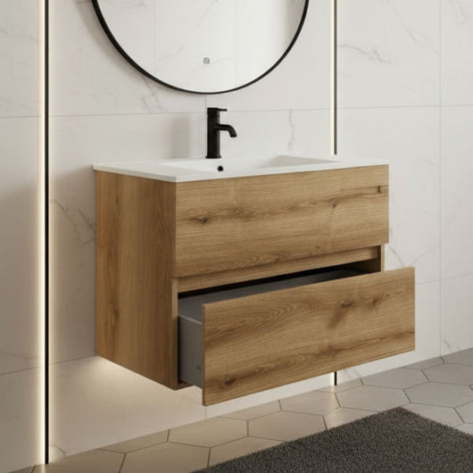 Mobile bagno sospeso Sevilla rovere quercia 80x44.6x52H: eleganza e praticità per un bagno moderno