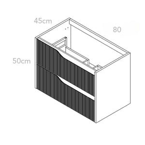 Mobile bagno sospeso Soho colore bianco opaco con cassetti effetto cannettato 80x45x50H