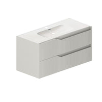 Mobile bagno sospeso Soho colore cashmere opaco con cassetti effetto cannettato 100x45x50H