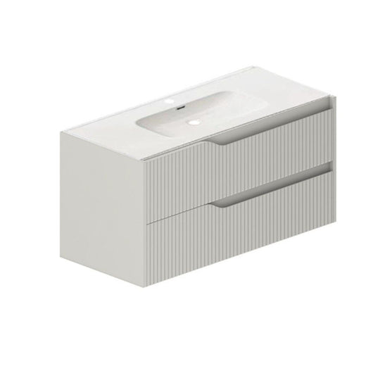 Mobile bagno sospeso Soho colore cashmere opaco con cassetti effetto cannettato 100x45x50H