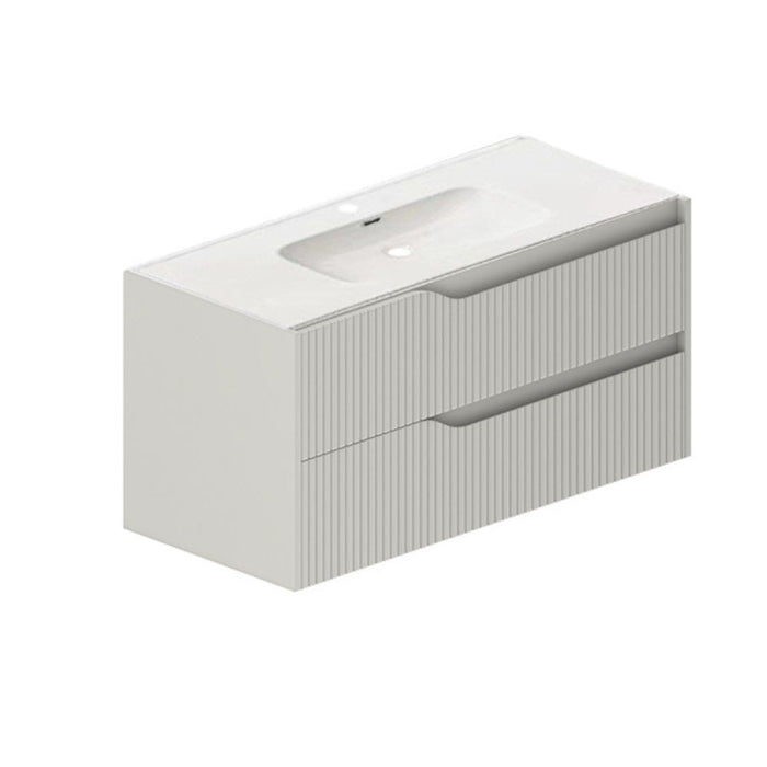 Mobile bagno sospeso Soho colore cashmere opaco con cassetti effetto cannettato 100x45x50H