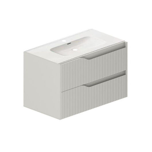 Mobile bagno sospeso Soho colore cashmere opaco con cassetti effetto cannettato 80x45x50H