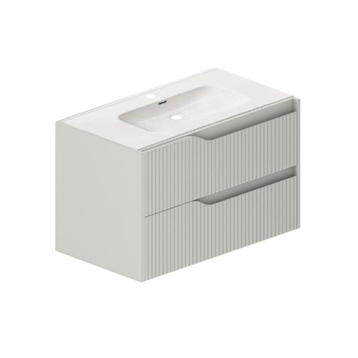 Mobile bagno sospeso Soho colore cashmere opaco con cassetti effetto cannettato 80x45x50H