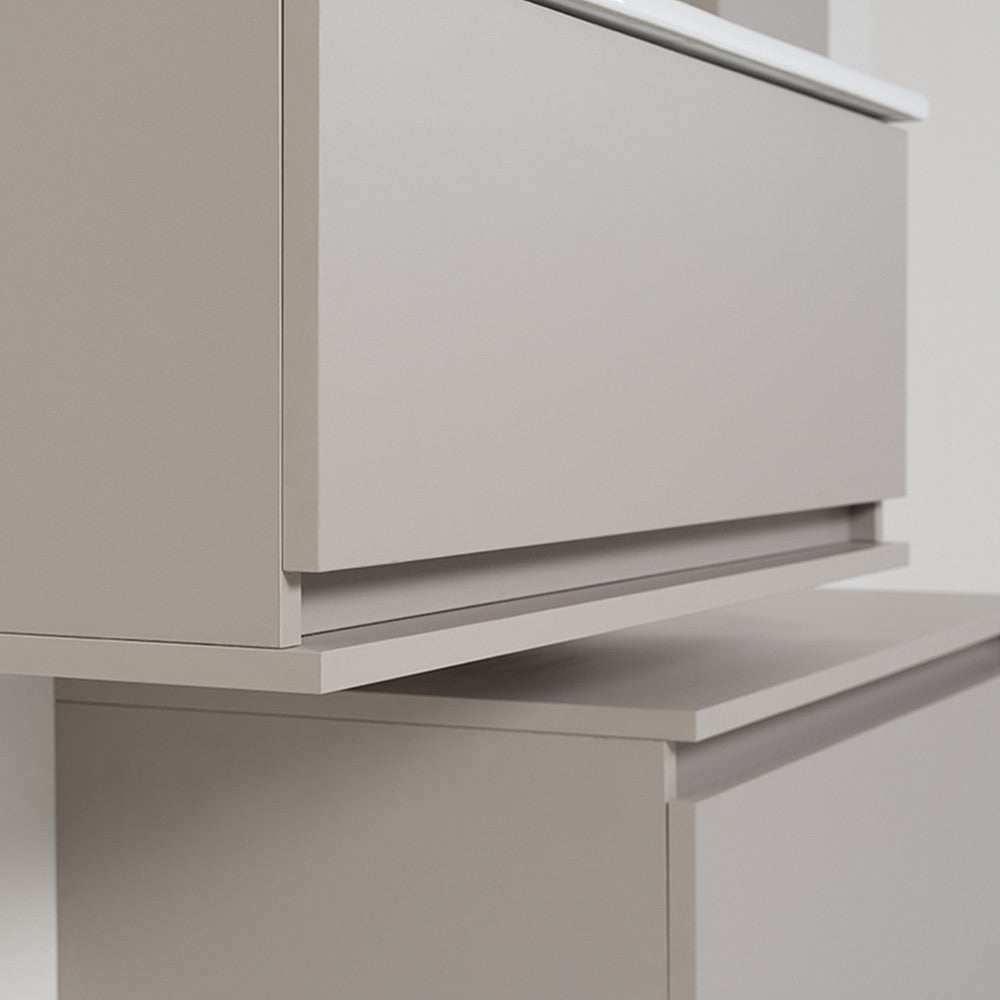 Mobile bagno sospeso tortora 90x47 cm con specchio e ceramica inclusi