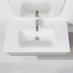 Mobile bagno sospeso tortora 90x47 cm con specchio e ceramica inclusi