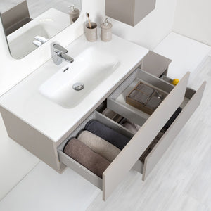 Mobile bagno sospeso tortora 90x47 cm con specchio e ceramica inclusi