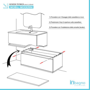 Mobile bagno sospeso tortora 90x47 cm con specchio e ceramica inclusi