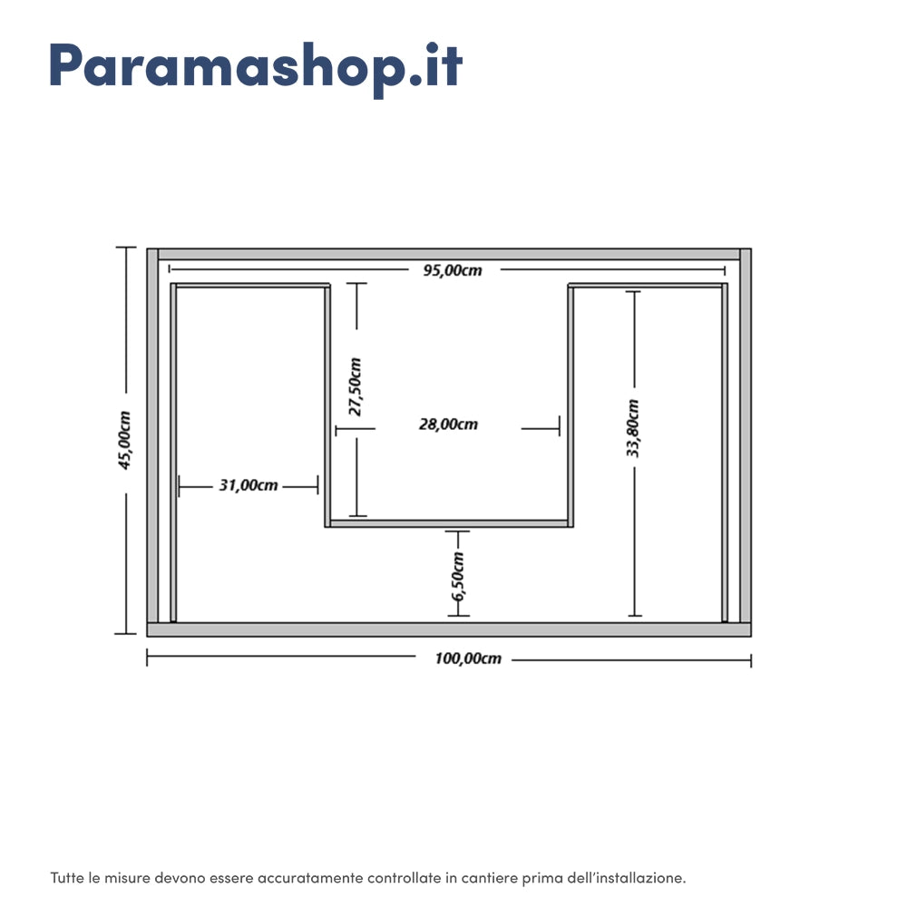 Mobile da bagno sospeso 100 cm effetto cemento scuro con top | Yili