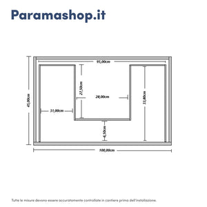 Mobile da bagno sospeso 100 cm effetto cemento scuro con top | Yili