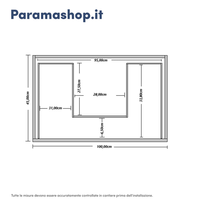 Mobile da bagno sospeso 100 cm effetto cemento scuro con top | Yili