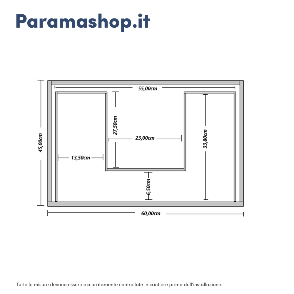 Mobile da bagno sospeso 60 cm effetto cemento scuro con top | Yili