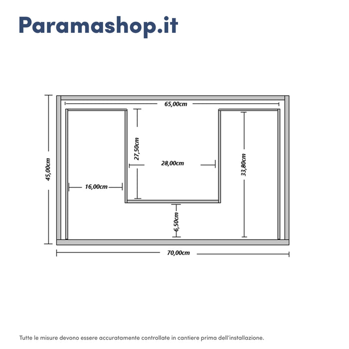 Mobile da bagno sospeso 70 cm effetto cemento scuro con top | Yili