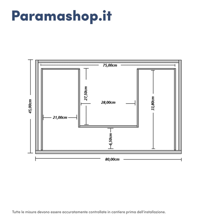 Mobile da bagno sospeso 80 cm effetto cemento scuro con lavabo | Yili
