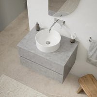 Mobile da bagno sospeso 80 cm effetto cemento chiaro con top | Yili