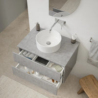 Mobile da bagno sospeso 70 cm effetto cemento chiaro con top | Yili