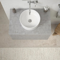 Mobile da bagno sospeso 90 cm effetto cemento chiaro con top | Yili