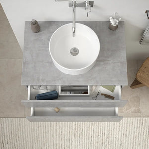 Mobile da bagno sospeso 90 cm effetto cemento chiaro con top | Yili