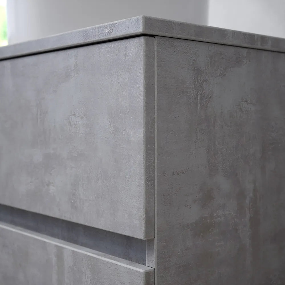 Mobile da bagno sospeso 90 cm effetto cemento chiaro con top | Yili