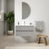 Mobile da bagno sospeso 80 cm effetto cemento chiaro con lavabo | Yili