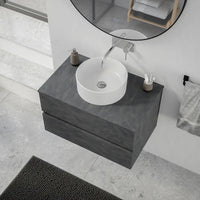 Mobile da bagno sospeso 80 cm effetto cemento scuro con top | Yili