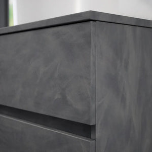 Mobile da bagno sospeso 90 cm effetto cemento scuro con top | Yili