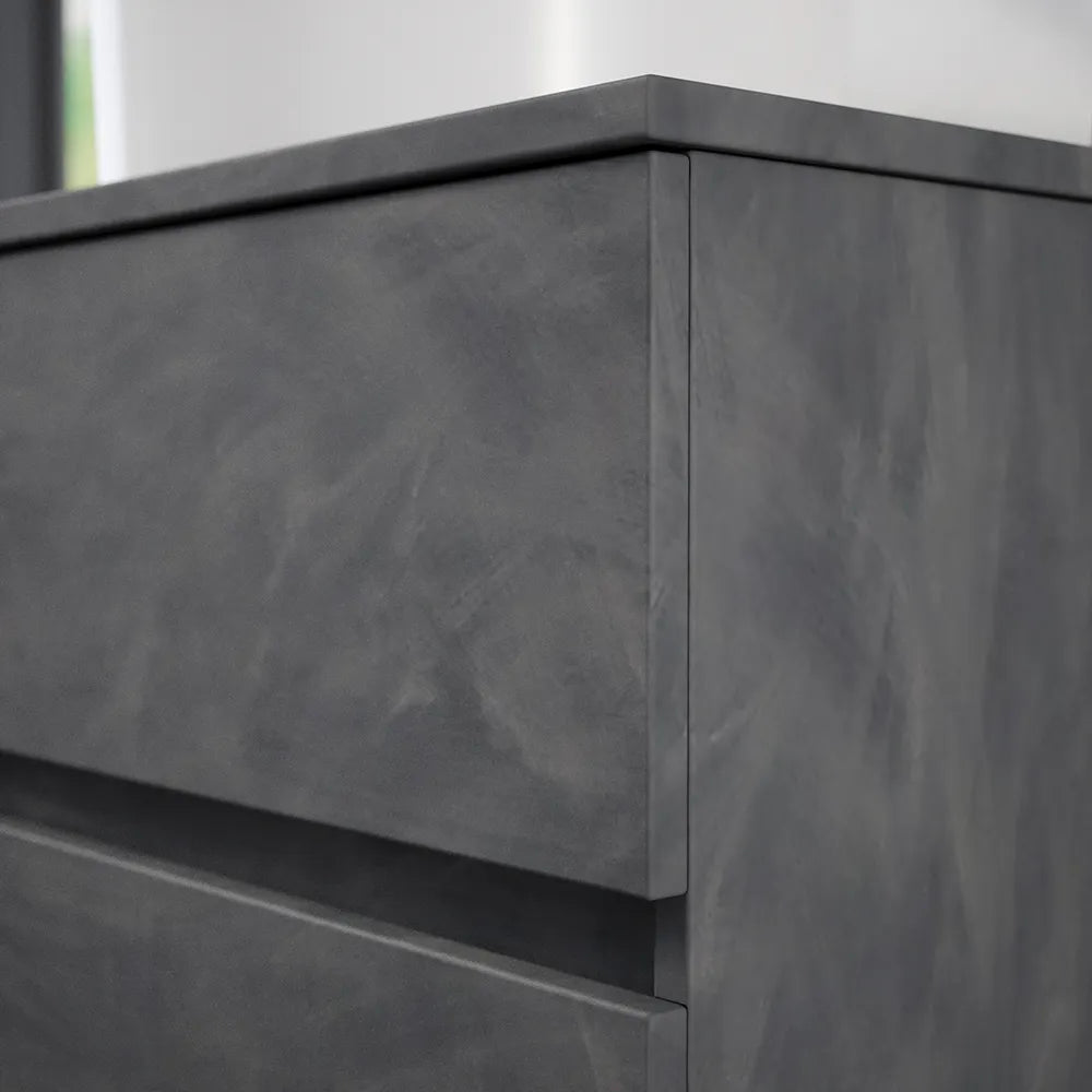 Mobile da bagno sospeso 60 cm effetto cemento scuro con top | Yili