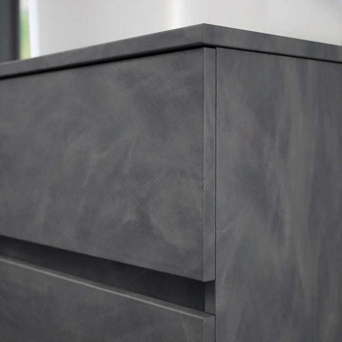 Mobile da bagno sospeso 60 cm effetto cemento scuro con top | Yili