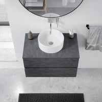 Mobile da bagno sospeso 60 cm effetto cemento scuro con top | Yili