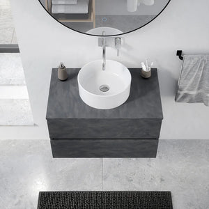 Mobile da bagno sospeso 60 cm effetto cemento scuro con top | Yili