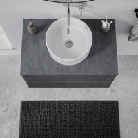 Mobile da bagno sospeso 100 cm effetto cemento scuro con top | Yili