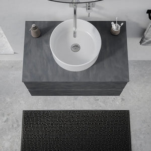 Mobile da bagno sospeso 100 cm effetto cemento scuro con top | Yili