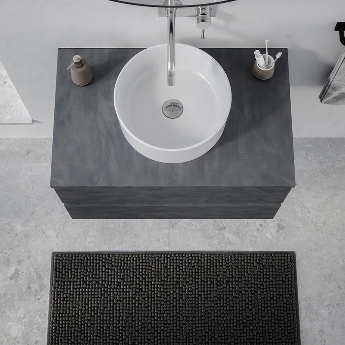 Mobile da bagno sospeso 100 cm effetto cemento scuro con top | Yili