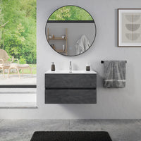 Mobile da bagno sospeso 80 cm effetto cemento scuro con lavabo | Yili