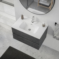 Mobile da bagno sospeso 60 cm effetto cemento scuro con lavabo| Yili