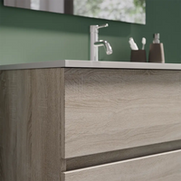 Mobile da bagno sospeso 80 cm rovere chiaro con lavabo e specchio | Yili