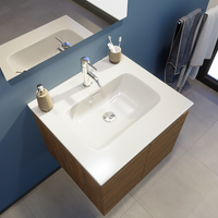 Mobile bagno sospeso 60 cm due ante rovere scuro lavabo e specchio | Yili
