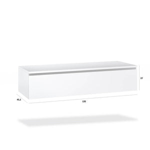 Composizione Bagno 120cm Con Doppio Lavabo, Base Con Cassetto E Specchio Con Lampada - Top bianco + base laccata bianco opaco