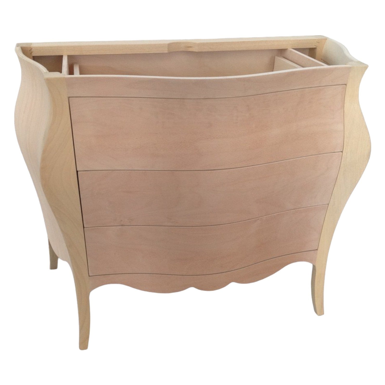 Mobile bagno bombato 3 cassetti grezzo  l.118 p.55 h.82