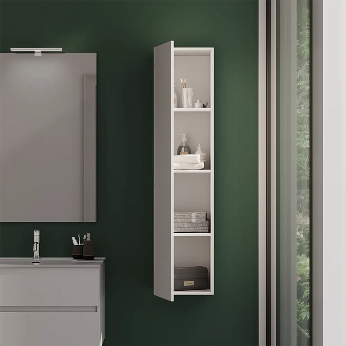 Colonna bagno sospesa altezza 140 cm bianco effetto legno reversibile | Yili