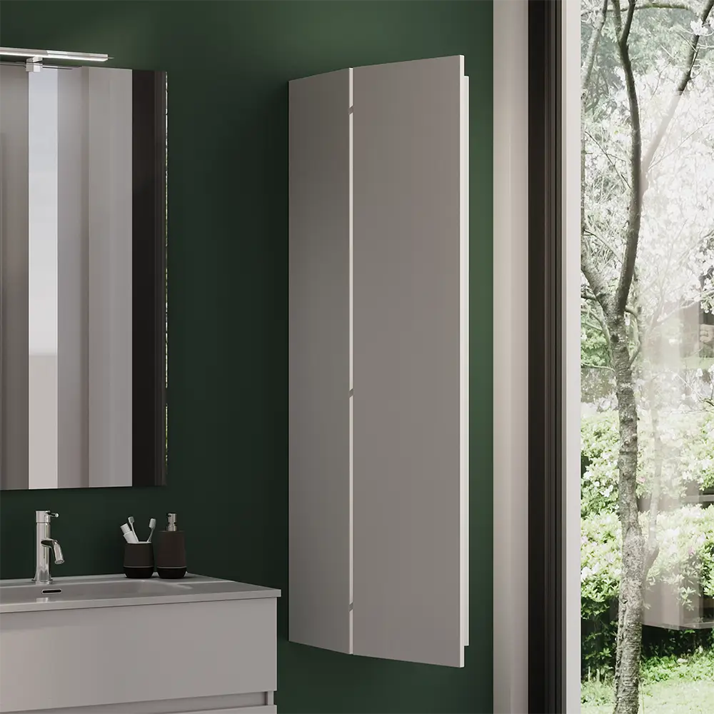 Colonna bagno sospesa altezza 140 cm bianco effetto legno reversibile | Yili