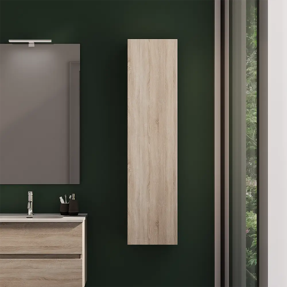 Colonna bagno sospesa altezza 140 cm rovere chiaro reversibile | Yili