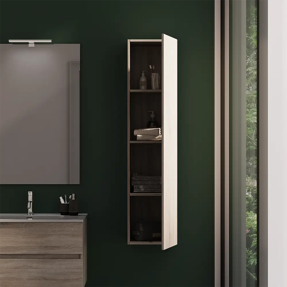 Colonna bagno sospesa altezza 140 cm rovere chiaro reversibile | Yili
