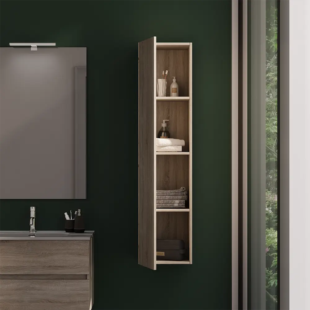 Colonna bagno sospesa altezza 140 cm rovere chiaro reversibile | Yili
