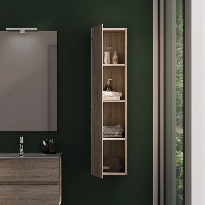Colonna bagno sospesa altezza 140 cm rovere chiaro reversibile | Yili