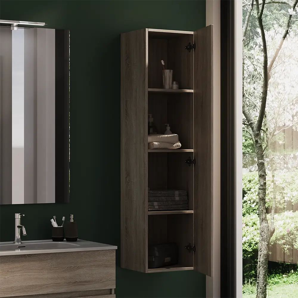 Colonna bagno sospesa altezza 140 cm rovere chiaro reversibile | Yili