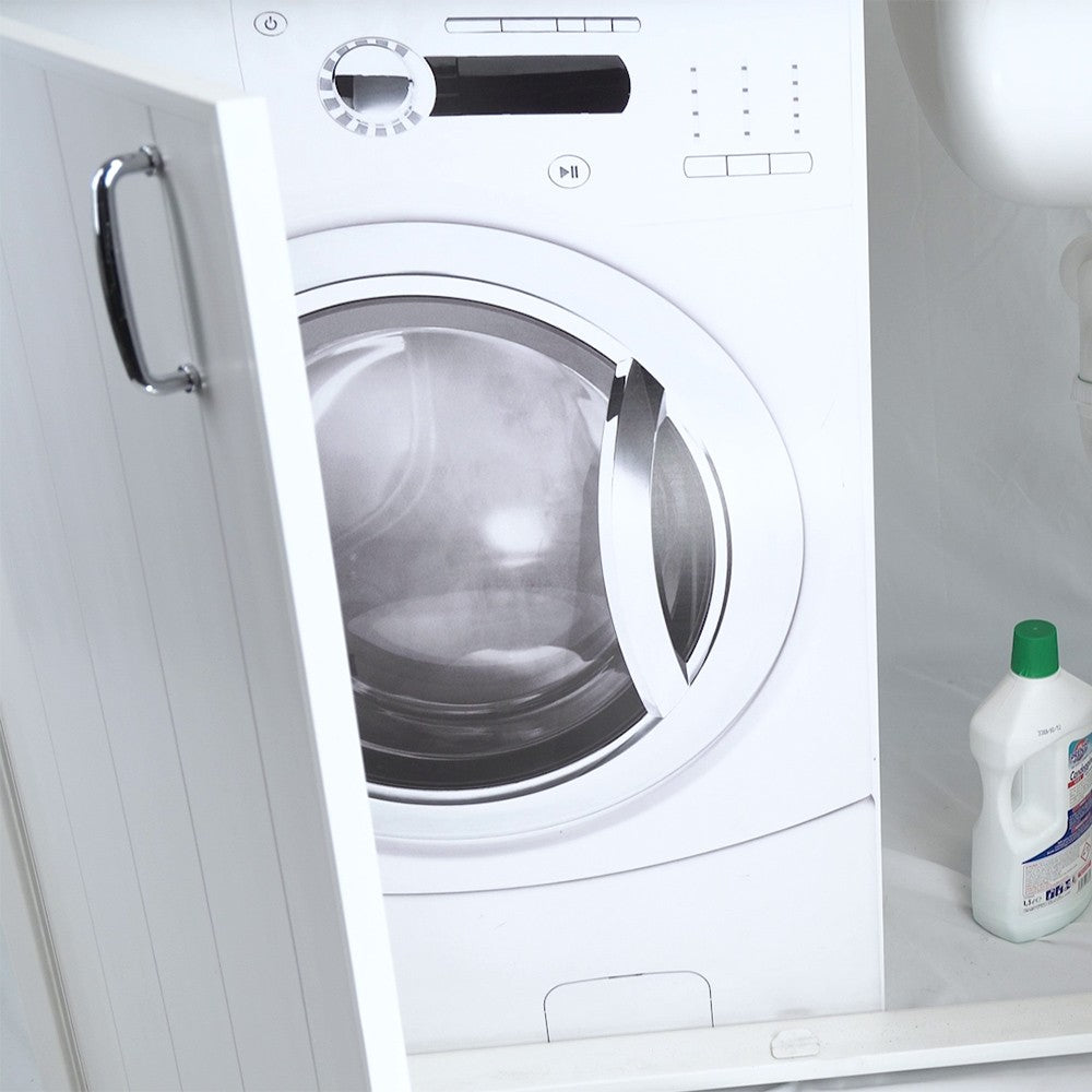 Mobile copri lavatrice 109x60 cm con lavatoio asse e kit di scarico