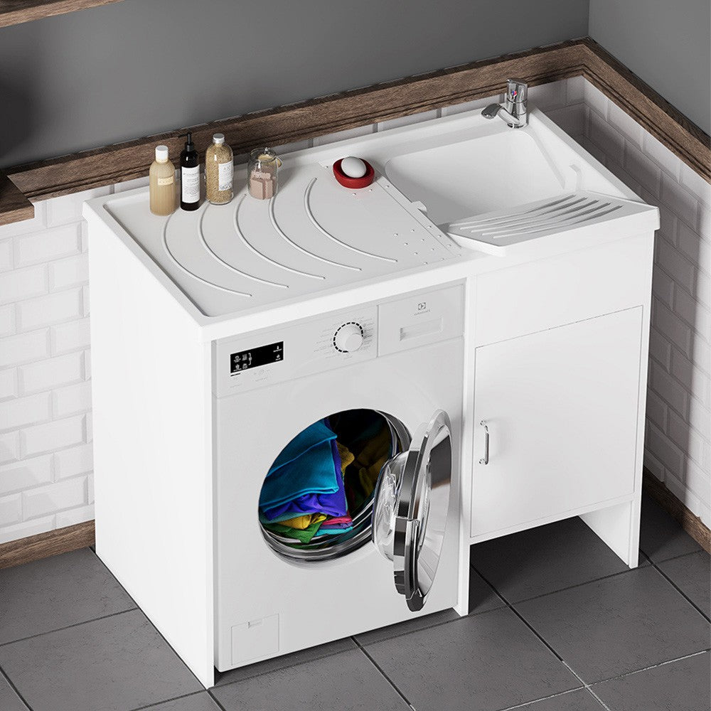 Mobile copri lavatrice 109x60 con lavatoio a destra e asse incluso